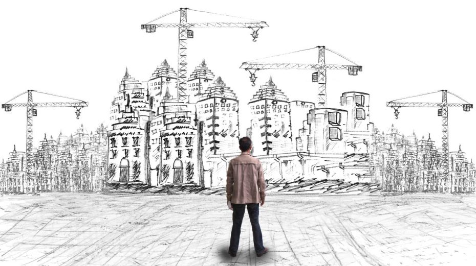 Mladý podnikatel si prohlíží svůj vysněný projekt, který má zatím jen v hlavě